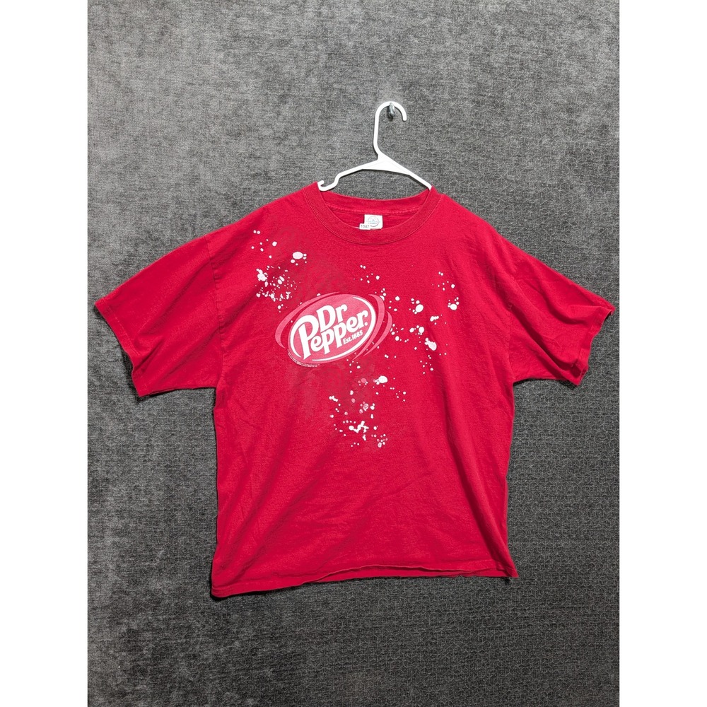 Dr Pepper Delta Magnum Weight Red Graphic T-Shirt Splatter Design Mens 2XL 1347